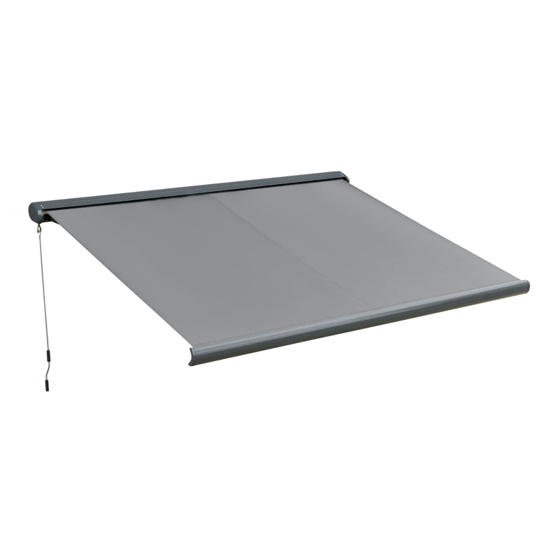 Grey 3.5m x 3m Electric Awning With LED Lights - Fully Retractable