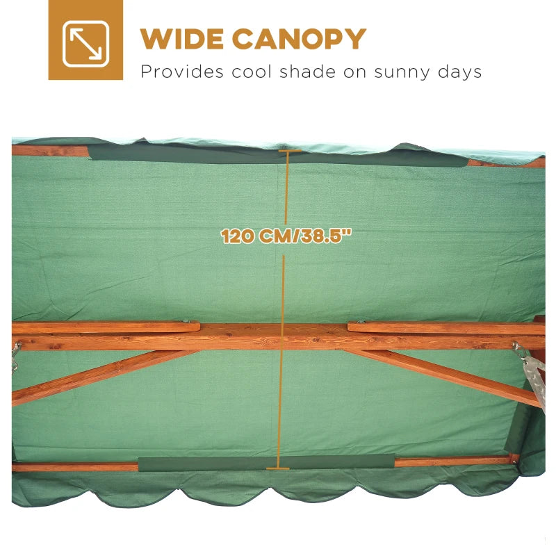 Dark Green 3-Seater Wooden Garden Swing Chair Hammock Bench