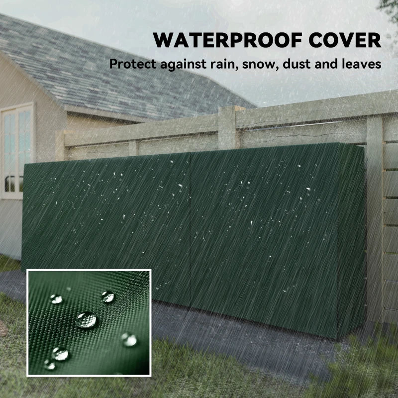 Heavy Duty Firewood Rack with Waterproof Cover - Indoor/Outdoor Log Storage Holder, 300x36x99 cm, Dark Green