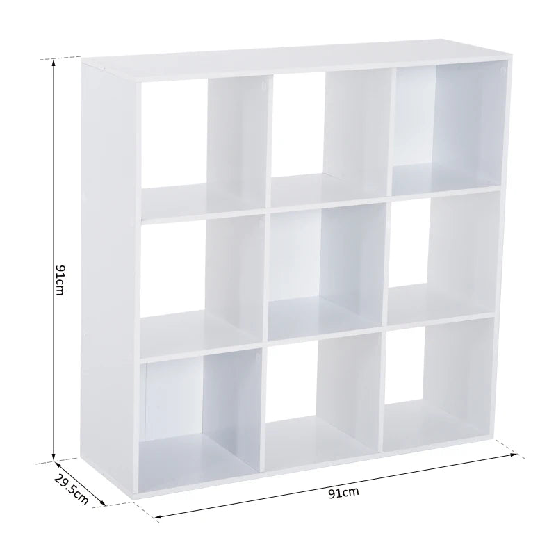 Stylish Nine-Cube Storage Shelf in White - Versatile Organizer for Home, Office, and Kids' Rooms - Perfect for Display and Storage