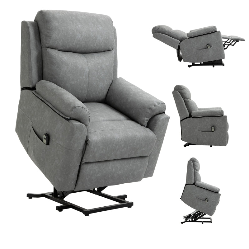 Grey Faux Leather 70° Electric Riser Recliner Chair for Ultimate Comfort and Support