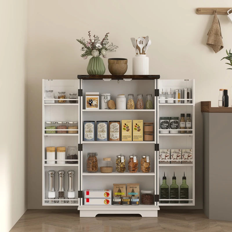 Multi-Storage Farmhouse Style White Cabinet - Rustic Storage Solution for Home, Kitchen, or Living Room