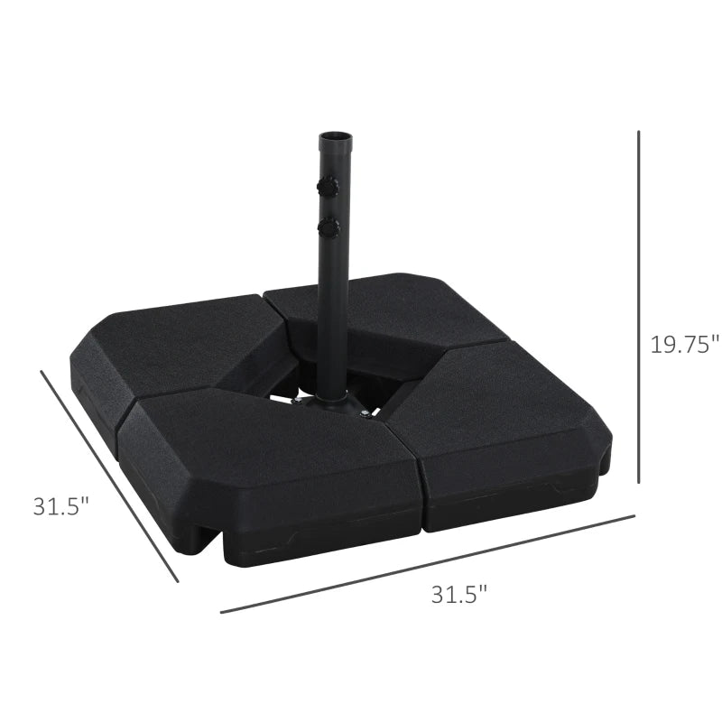 Black Fillable Parasol Base Weights - 60L Water or 72kg Sand - 4PCs