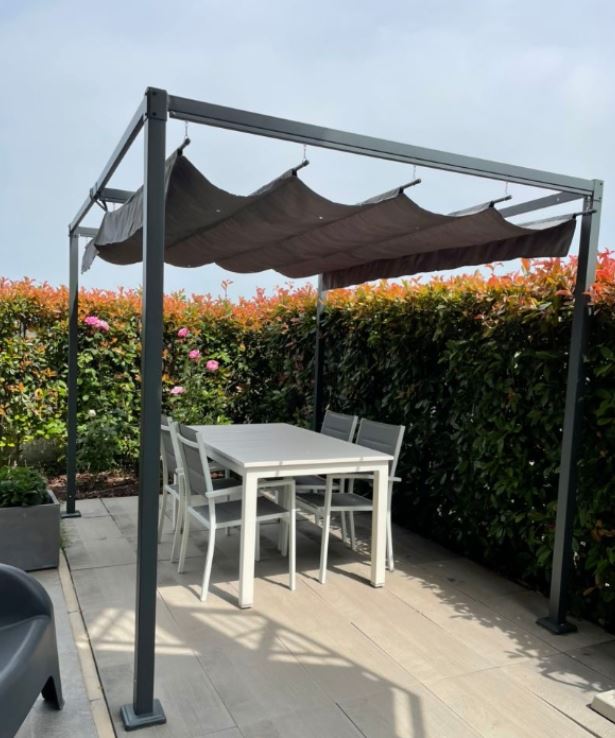 3m x 2m Grey Metal Pergola