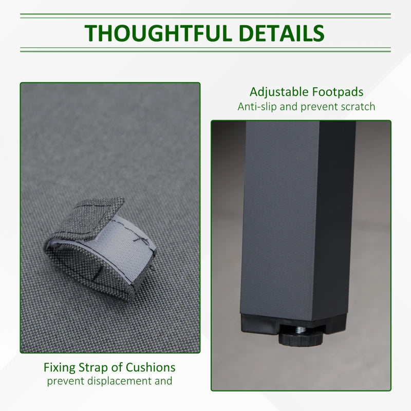 5-Piece Aluminium Framed Sofa With Black Cushions