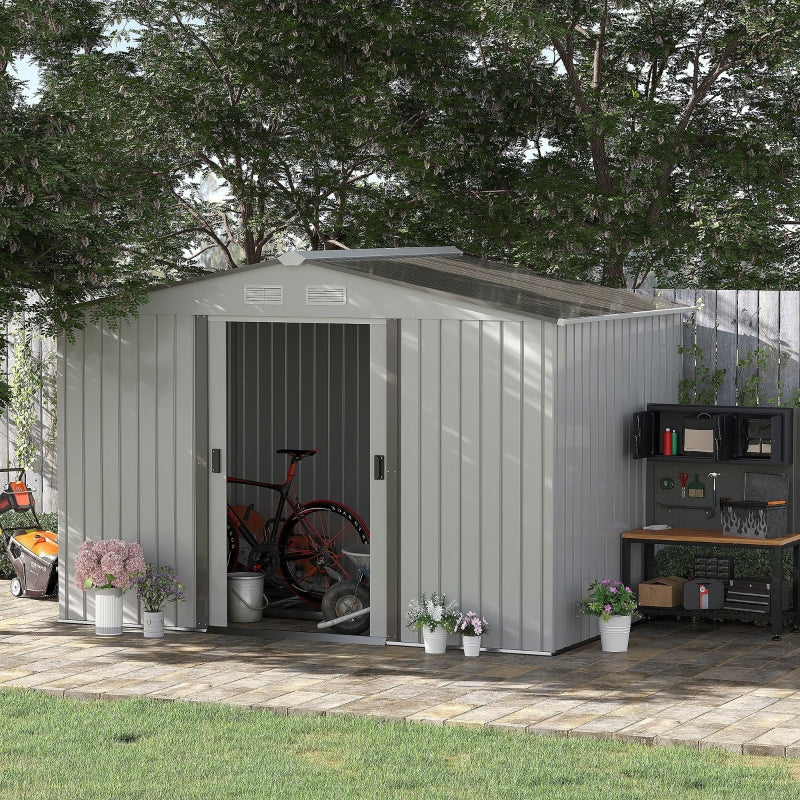 Silver 9ft x6ft Silver Metal Storage Shed