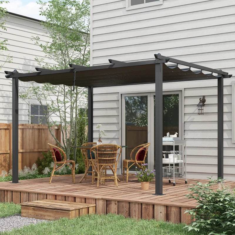 3m x 4m Dark Grey Aluminium Retractable Pergola