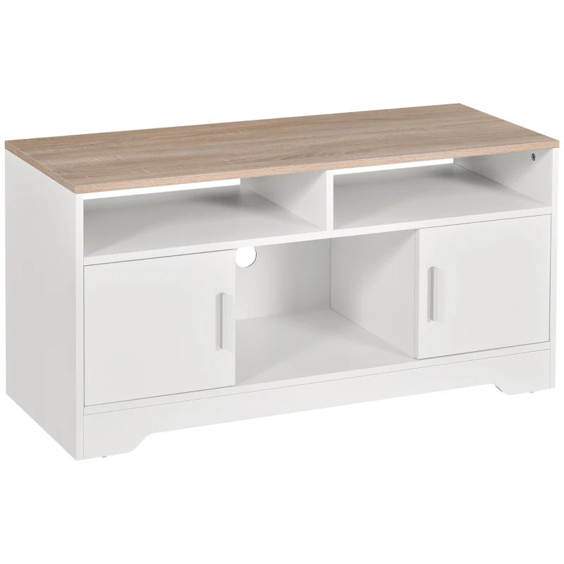 Modern TV Stand Cabinet for 50 Inch TV with Storage Open Shelves and Cable Management for Living Room Bedroom White