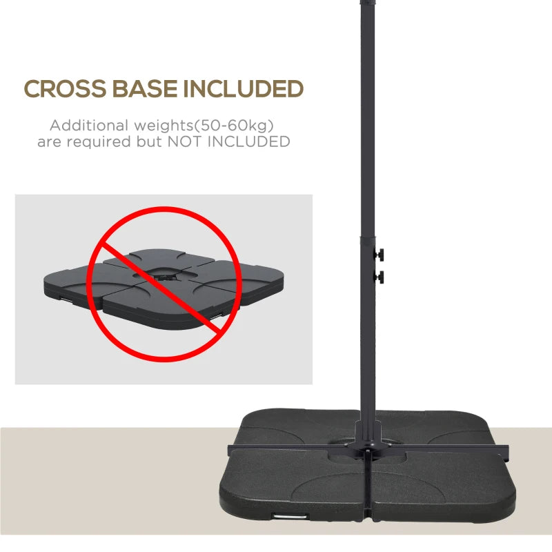 Beige 3m Square Cantilever Parasol with Cross Base