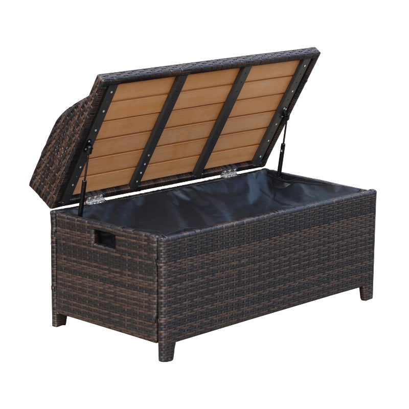 Rattan Storage Bench - Mixed Brown