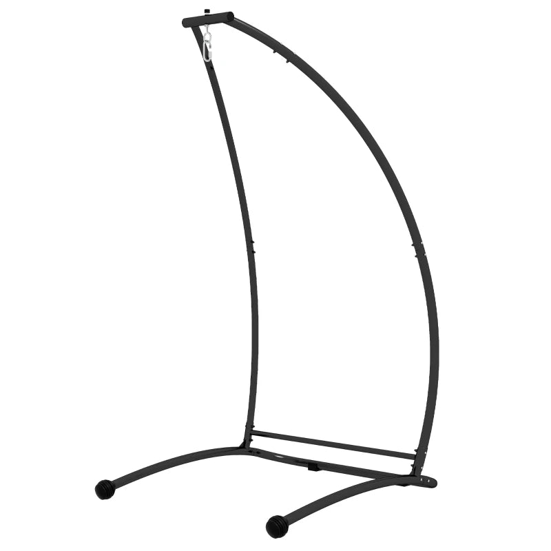 Black C-Shaped Hammock Chair Stand - Heavy Duty Metal Frame for Indoor & Outdoor Use