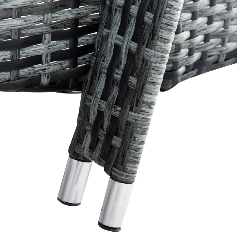 Grey Rattan Sun Lounger Set with Recliners and Coffee Table