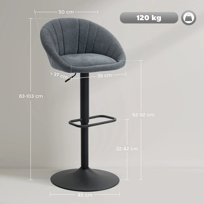 Set of 2 Dark Grey Relaxed Tub Bar Stools - Modern Design for Kitchen & Home Bar Seating