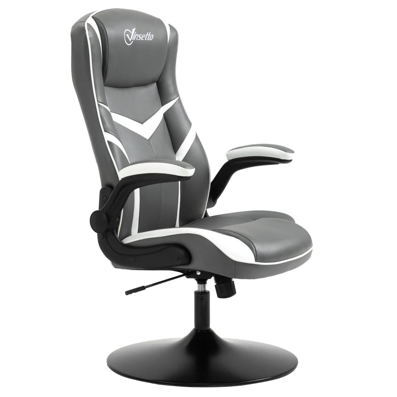 Vinsetto Ergonomic Gaming Chair - Adjustable Height, Swivel Base, PVC Leather - Stylish Grey Home Office Desk Chair