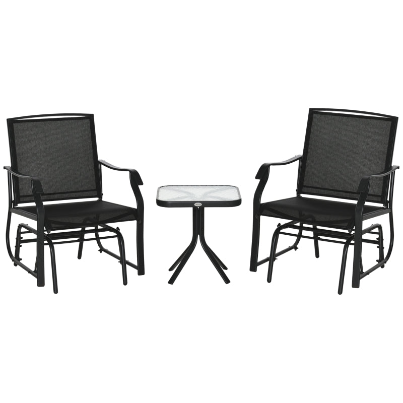 Black Glider Rocking Chair Set with Table - Patio Furniture Bistro Set