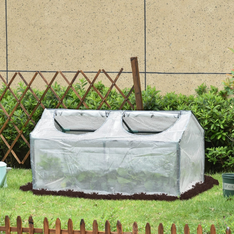 Portable White Mini Greenhouse for Garden with Zipper 120 x 60 x 60 cm
