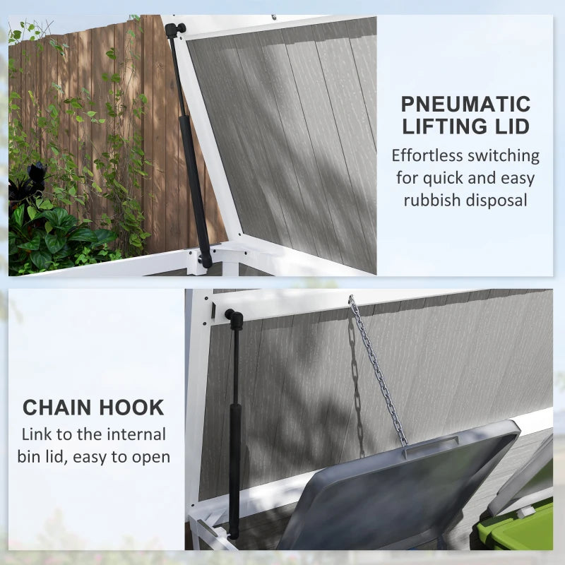 4.7ft x 2.5ft Grey Garden Shed - Double Bin Storage Shed with Lockable Doors, Outdoor Small Shed