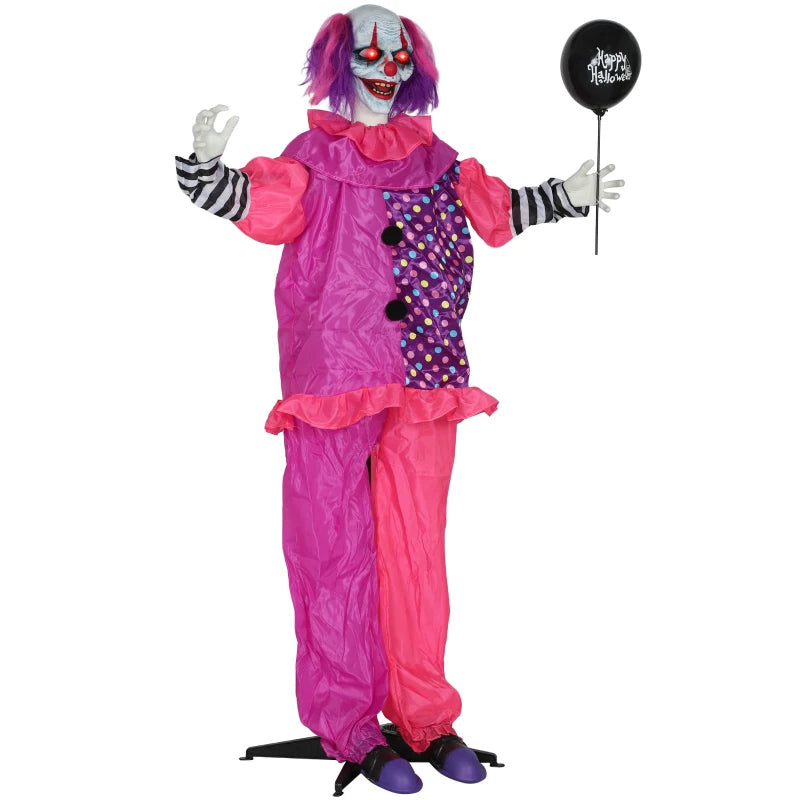 Scary Animated Clown Decoration - Spooky Pink & Purple Halloween Prop for Haunted House & Party