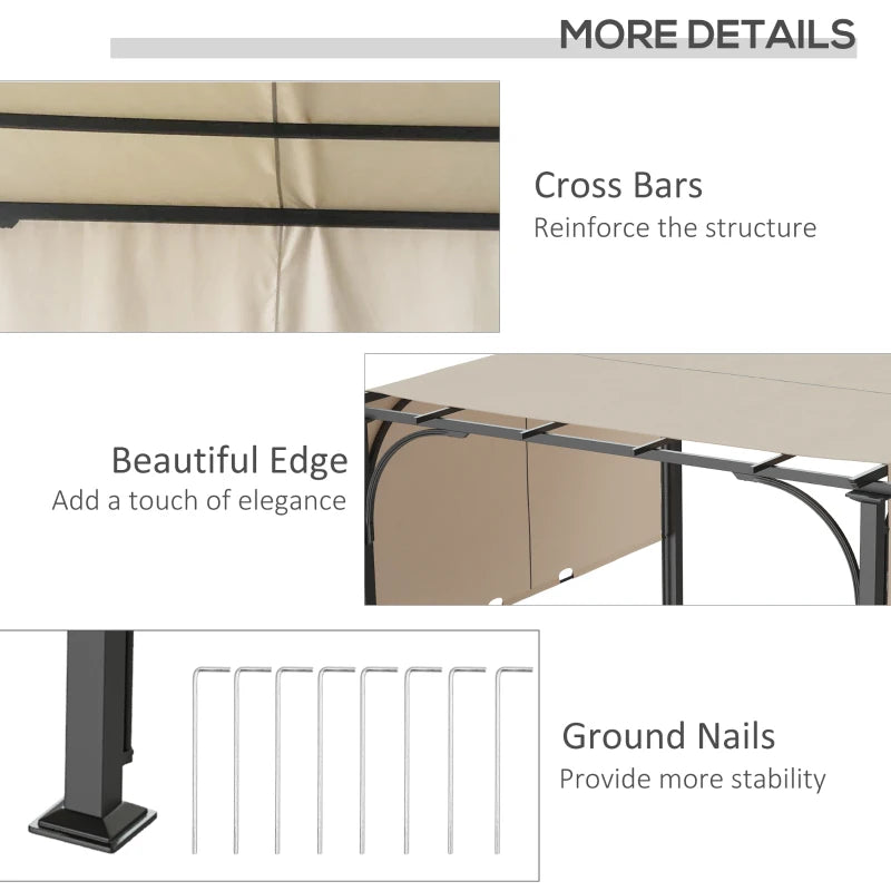 3m x 3m Outdoor Retractable Pergola - Beige