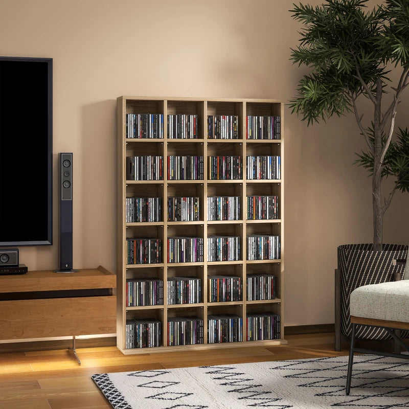 Adjustable CD Storage Unit with Nature Wood Finish - 89 x 130.5 cm, Perfect for Organizing Your Music Collection