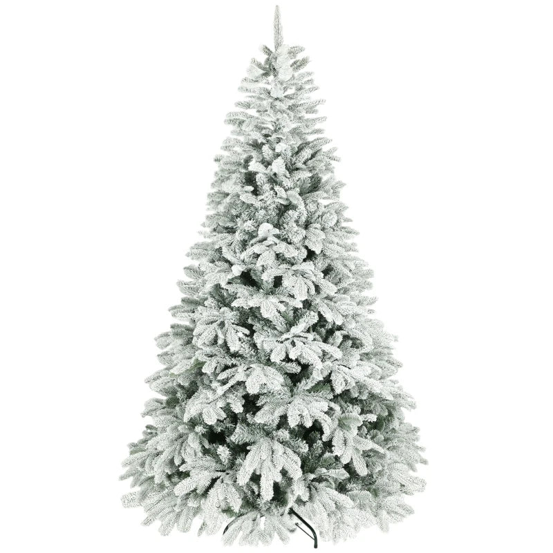7ft Flocked Christmas Tree - 1867 Branches, Hinged Design, Foldable Metal Stand, Easy Assembly for Home & Office Decor