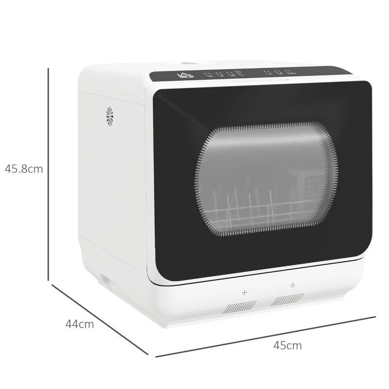 Compact Six-Programme Countertop Dishwasher - Energy Efficient, White Finish, Perfect for Small Kitchens and Apartments