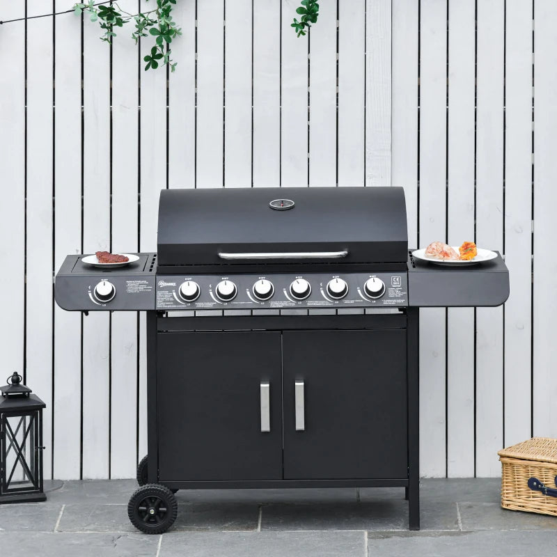 7-Burner Gas Grill with Thermometer & Storage, Black