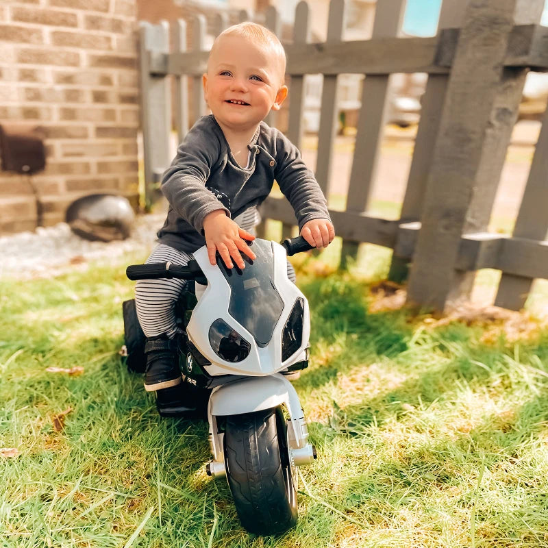 Electric Kids Ride On BMW Motorbike with Headlights Music 6V Black Toy Vehicle