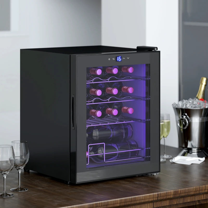 42L 16-Bottle Black Wine Cooler Fridge - Perfect for Home, Compact Design, Energy Efficient, Ideal for Wine Lovers