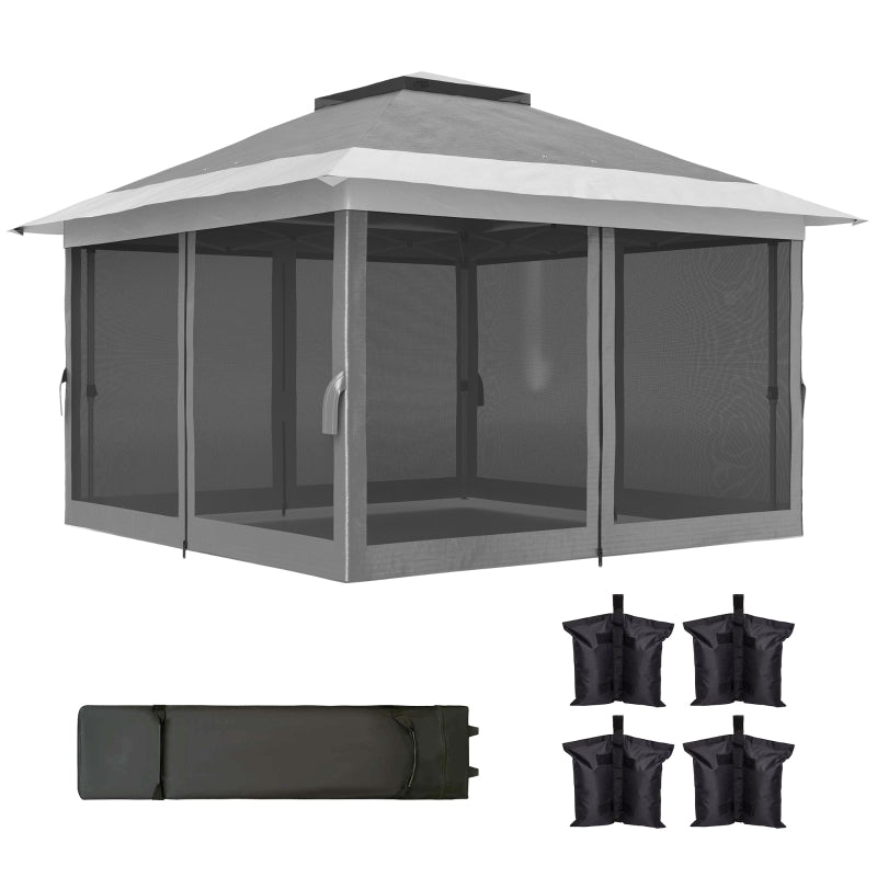 Durable 3.6 x 3.6m Grey Pop-Up Gazebo with Accessories