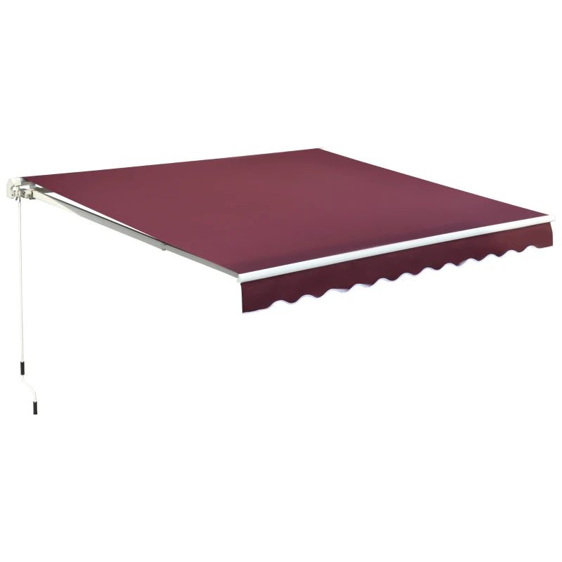 Red 3m x4m Retractable Awning Canopy With Fittings and Crank Handle