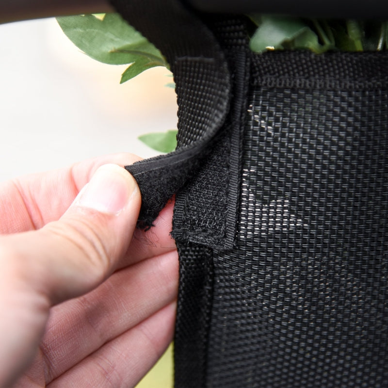 Black Outdoor Rocking Chair with Mesh Fabric, Headrest, Armrest, Storage Bag