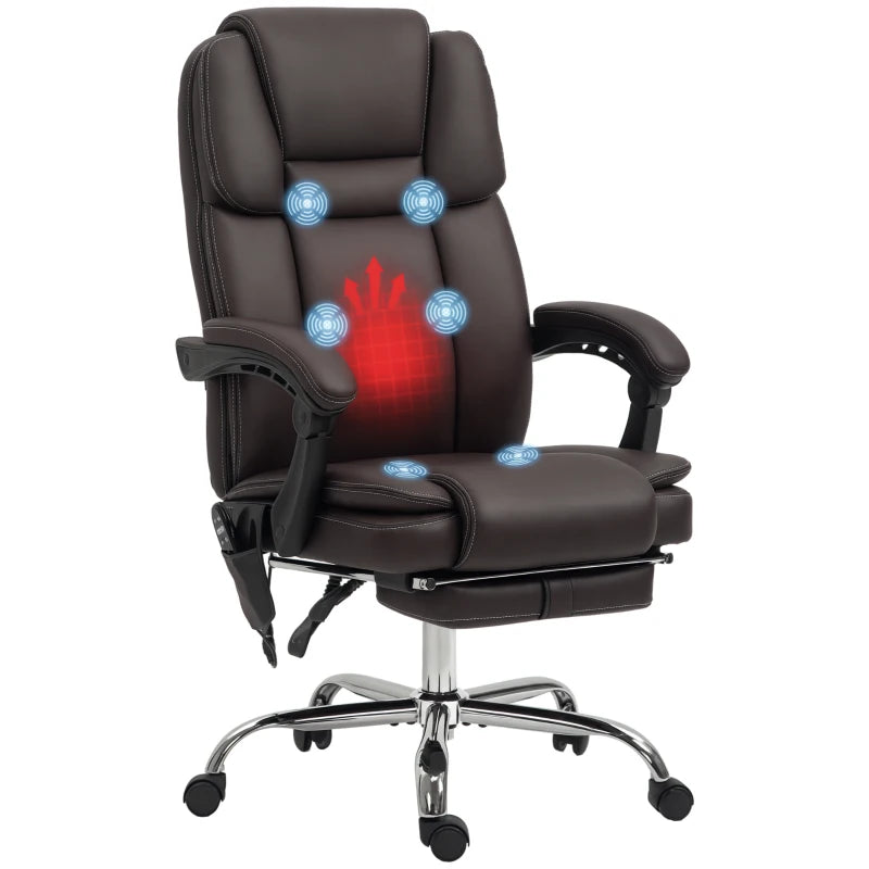 Vinsetto Dark Brown Six Point Vibrating Massage Office Chair - Ergonomic Comfort for Home & Office Use