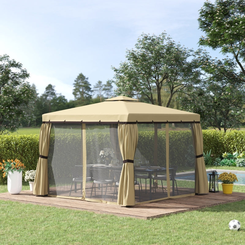 Beige 3m x 3m Water Repellent Gazebo