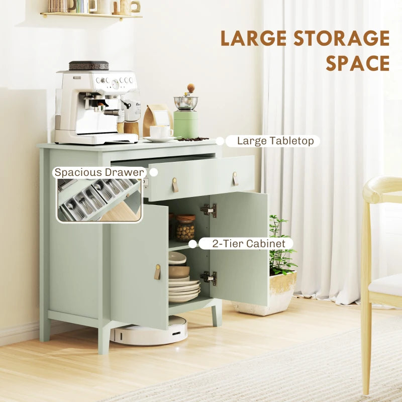 Farmhouse Style Light Green Sideboard - Rustic Storage Cabinet for Living Room or Dining Room Decor