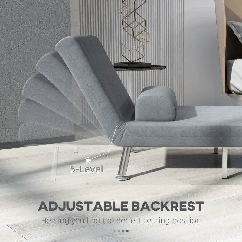 Stylish Grey Velvet-Feel Sleeper Chair for Comfortable Seating and Relaxation