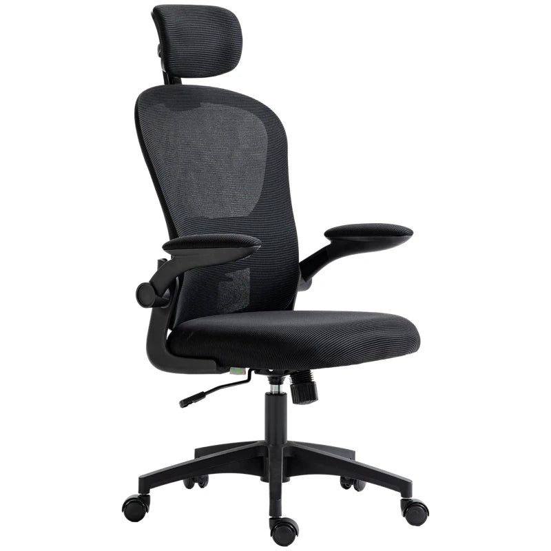 Vinsetto Ergonomic Office Chair with Adjustable Lumbar Support, Headrest & Breathable Mesh Back - Stylish Black Design