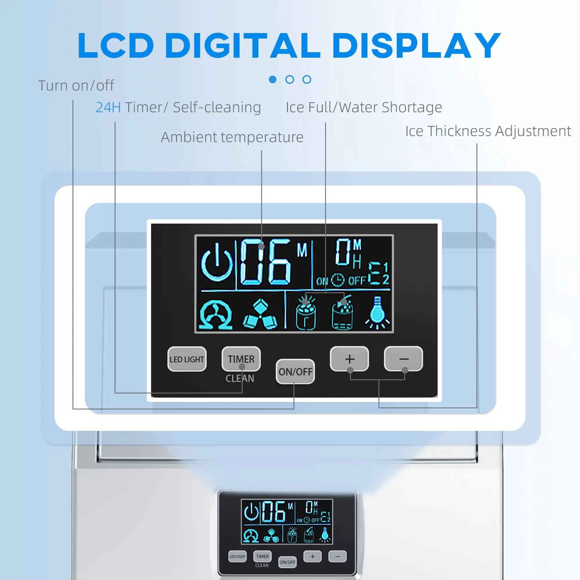 Freestanding Commercial Ice Maker Machine with Digital Control, Ice Scoop, Self-cleaning, 4kg Ice Storage