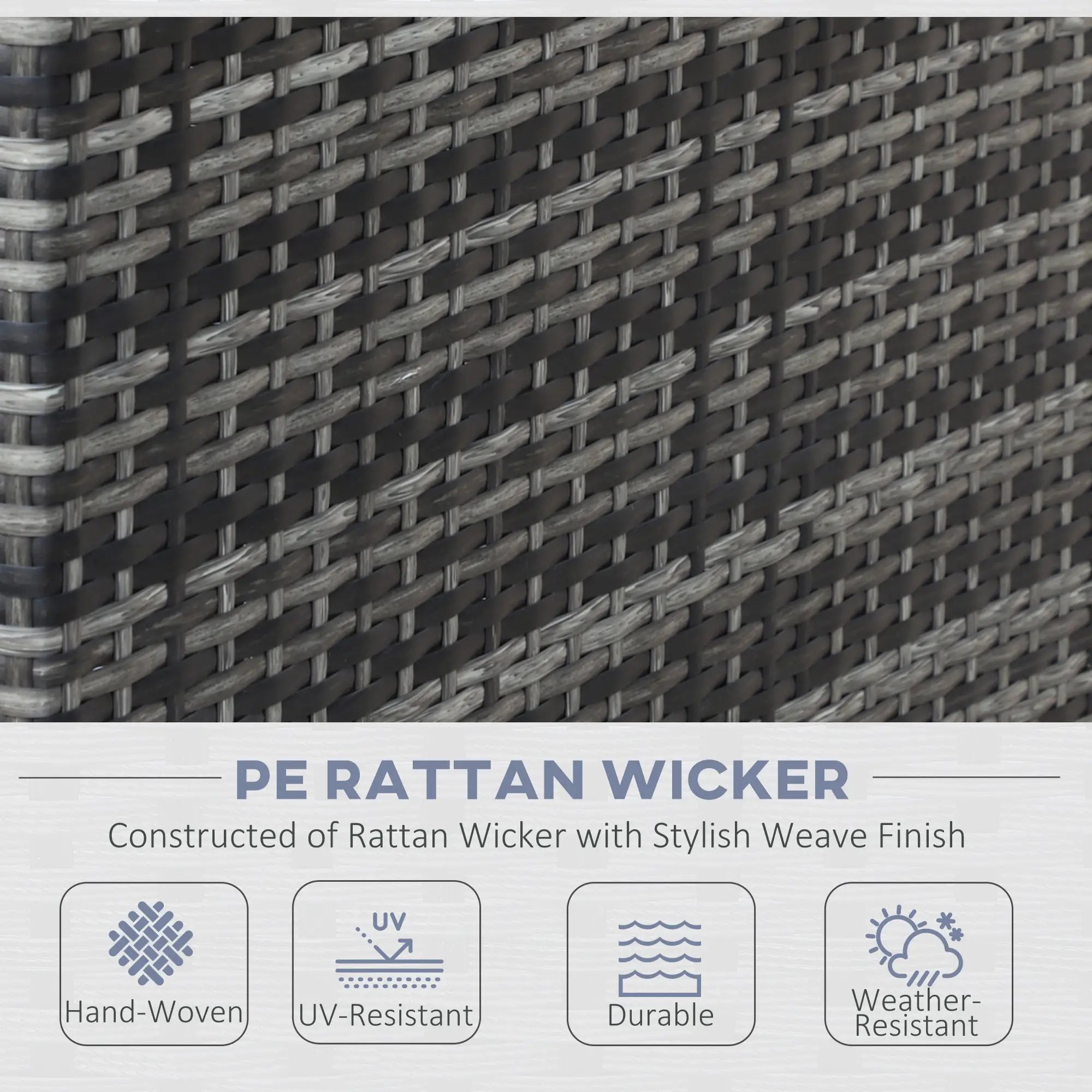 x2 Mixed Grey Rattan Sofas With Grey Cushions and Table Set with Side Storage - For Corner & Patio