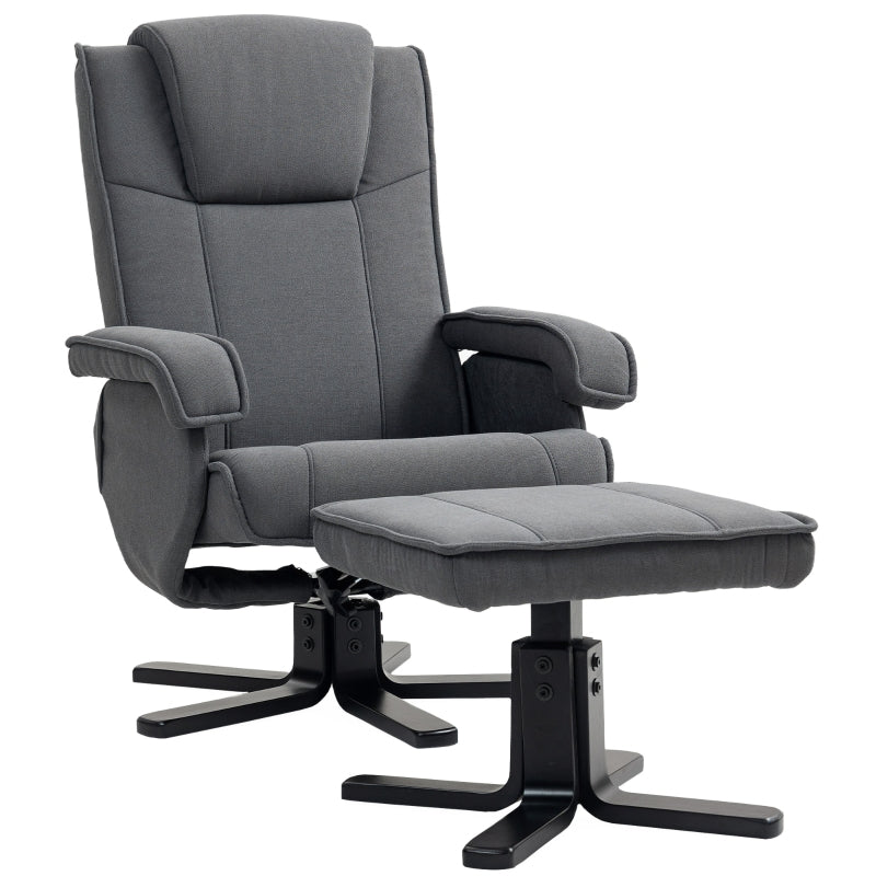 Charcoal Grey Velvet Rocker Swivel Recliner Chair with Footstool for Ultimate Comfort