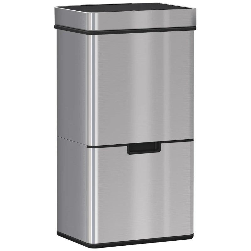 72L Stainless Steel Recycling Sensor Bin - 3 Compartments for Wet/Dry Waste, Removable Lid - Ideal Kitchen Home Solution