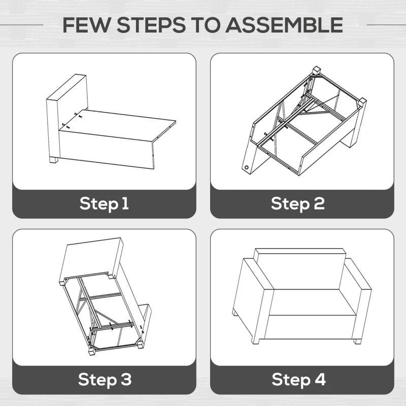 2 Seater Rattan Sofa in Mixed Grey - Soft Padded Cushion & Armrests