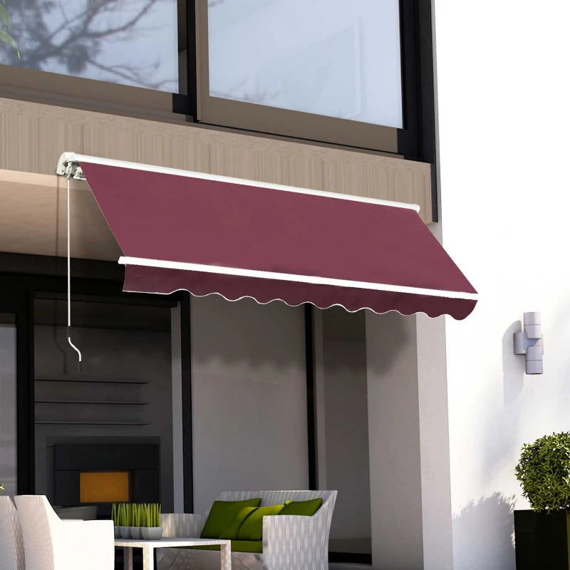3m x 2.5m Red Manual Retractable Awning - Water Resistant