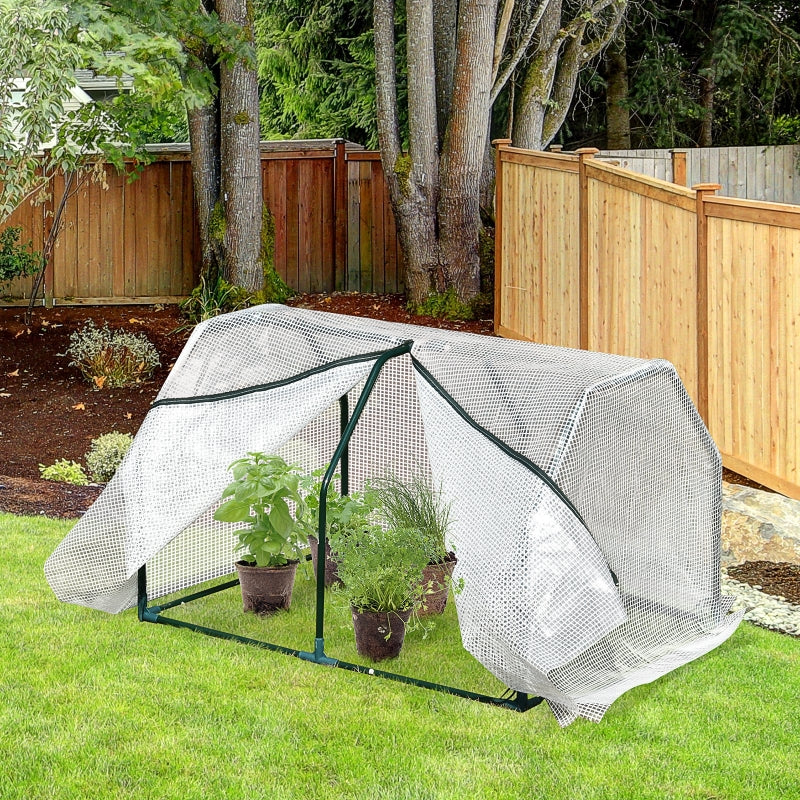 Compact Greenhouse with White Steel Frame - 99L x 71W x 60H cm