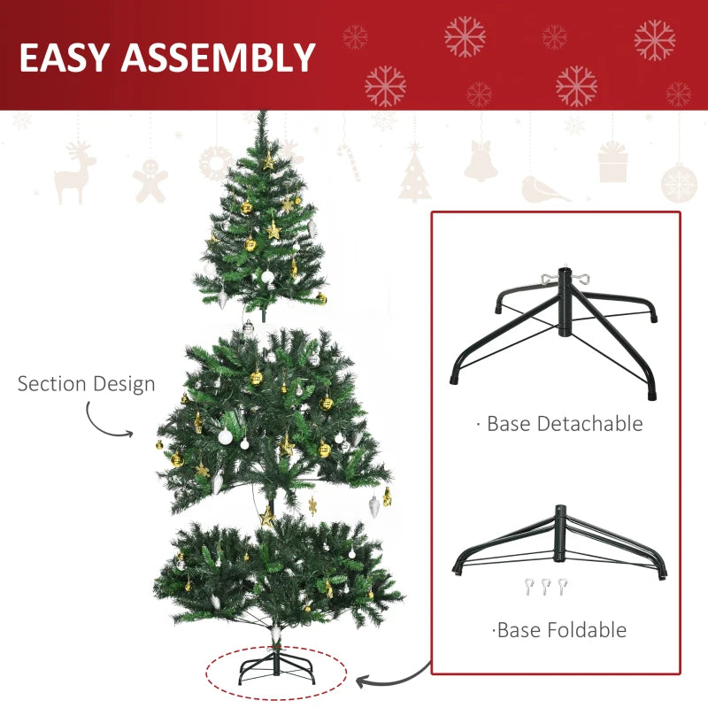 1.8m Pre-Lit Artificial Christmas Tree with 200 LED Lights, Decorative Balls & Metal Stand - Perfect Holiday Décor
