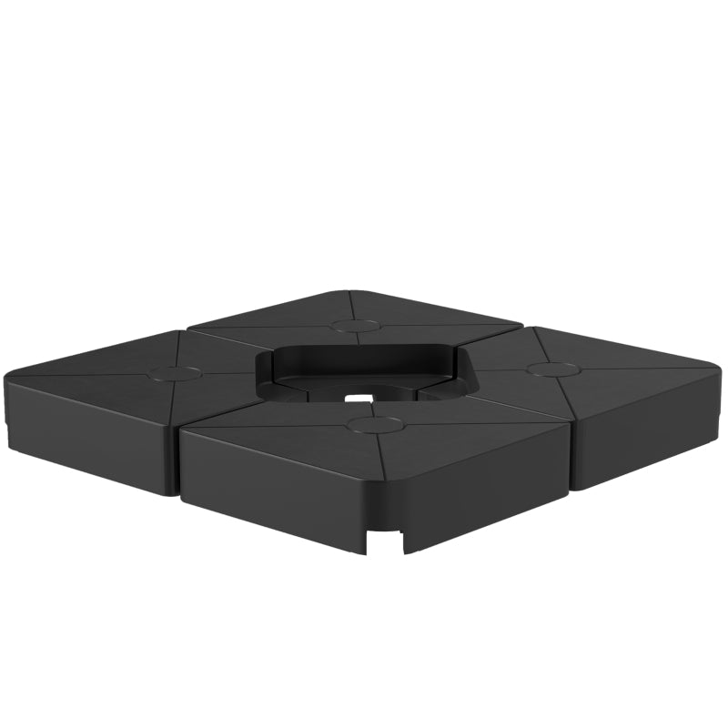 Heavy Duty Cantilever Parasol Base Weights - Set of 4, 64kg Sand or 55kg Water Filled, Black