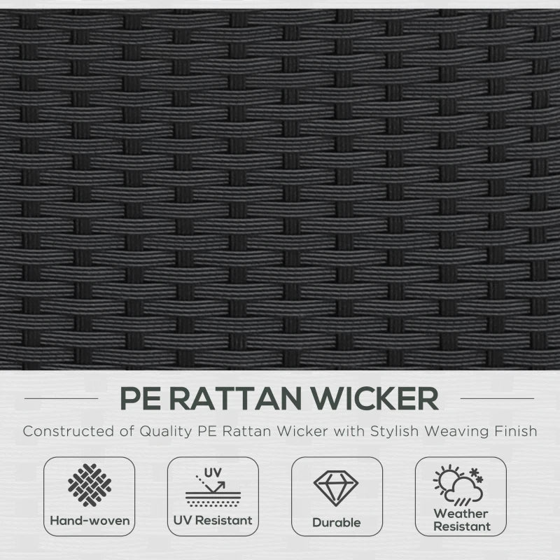 Black Rattan Outdoor Daybed Set with Canopy & Coffee Table