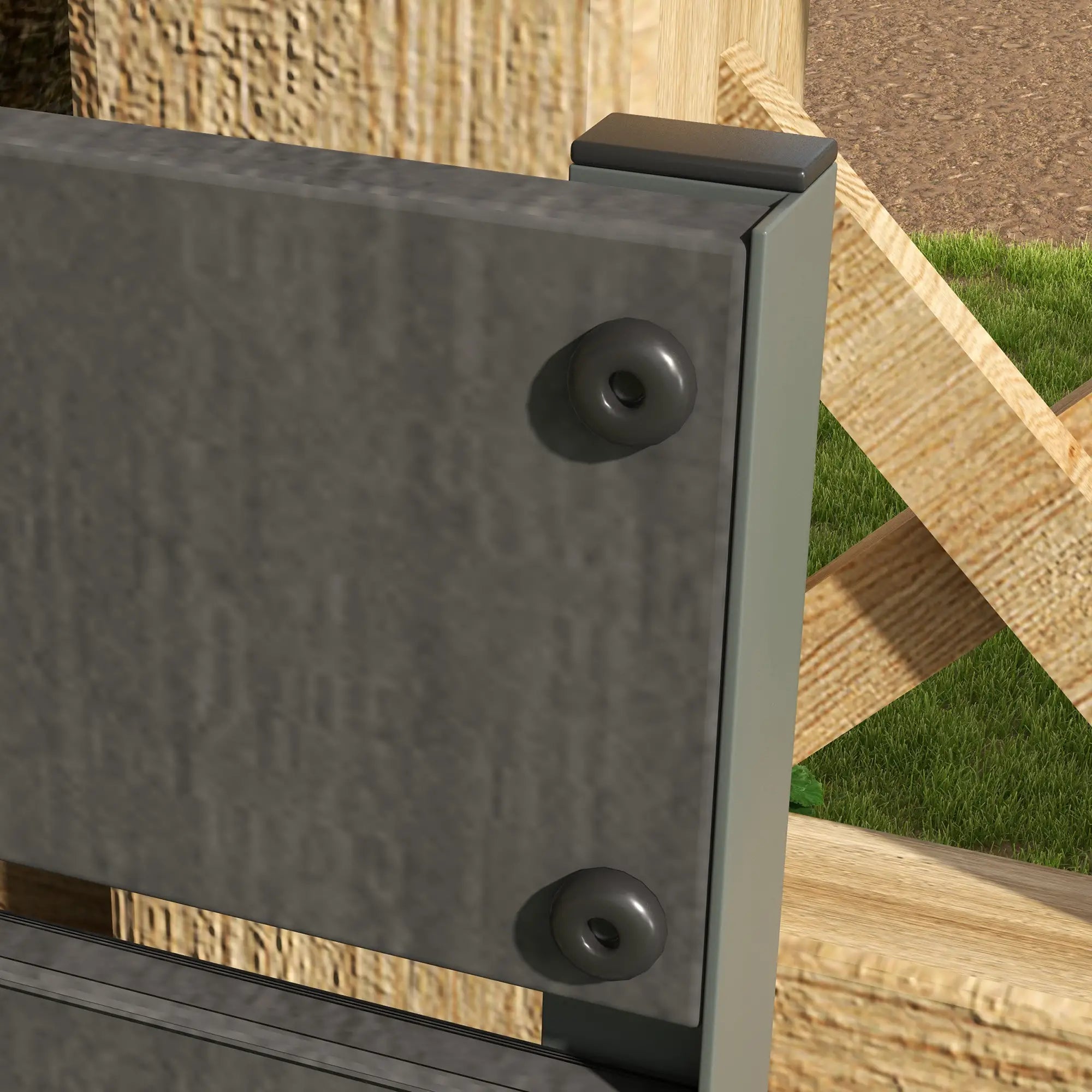 Dark Grey Composite Raised Bed for Gardening - Planter with Trellis for Climbing Plants, Vines - With Drainage