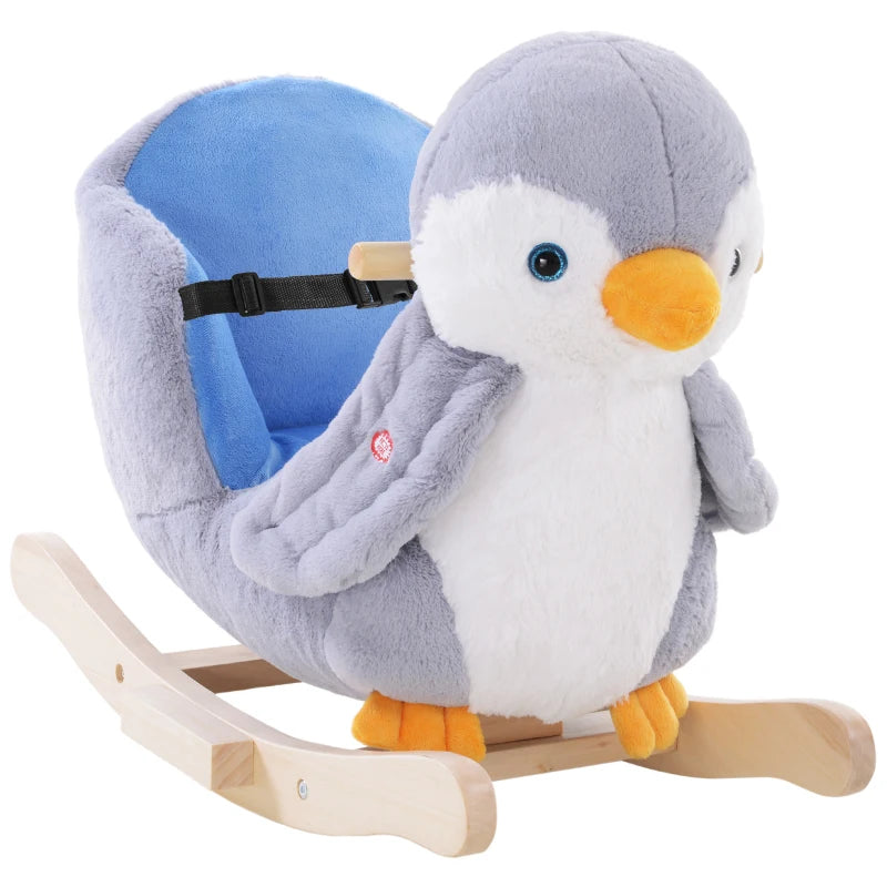 Kids Plush Musical Rocking Horse Penguin - 32 Songs, Soft Toy Rocker for Children 18+ Months - Fun & Safe!