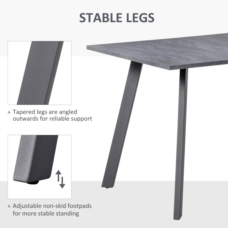 Contemporary Dark Grey Rectangle Dining Table with Metal Legs - Spacious Kitchen Table for Dining Room & Living Room
